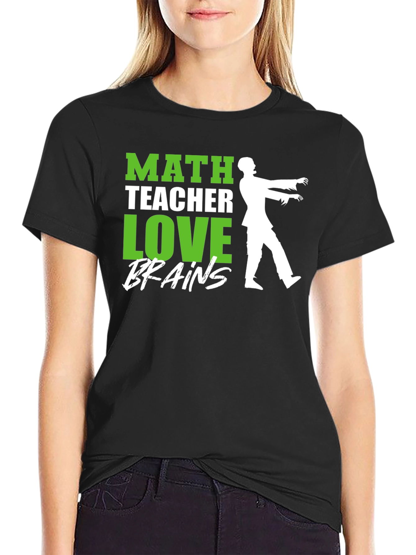 Math Teacher Zombie Brains Graphic T-Shirt