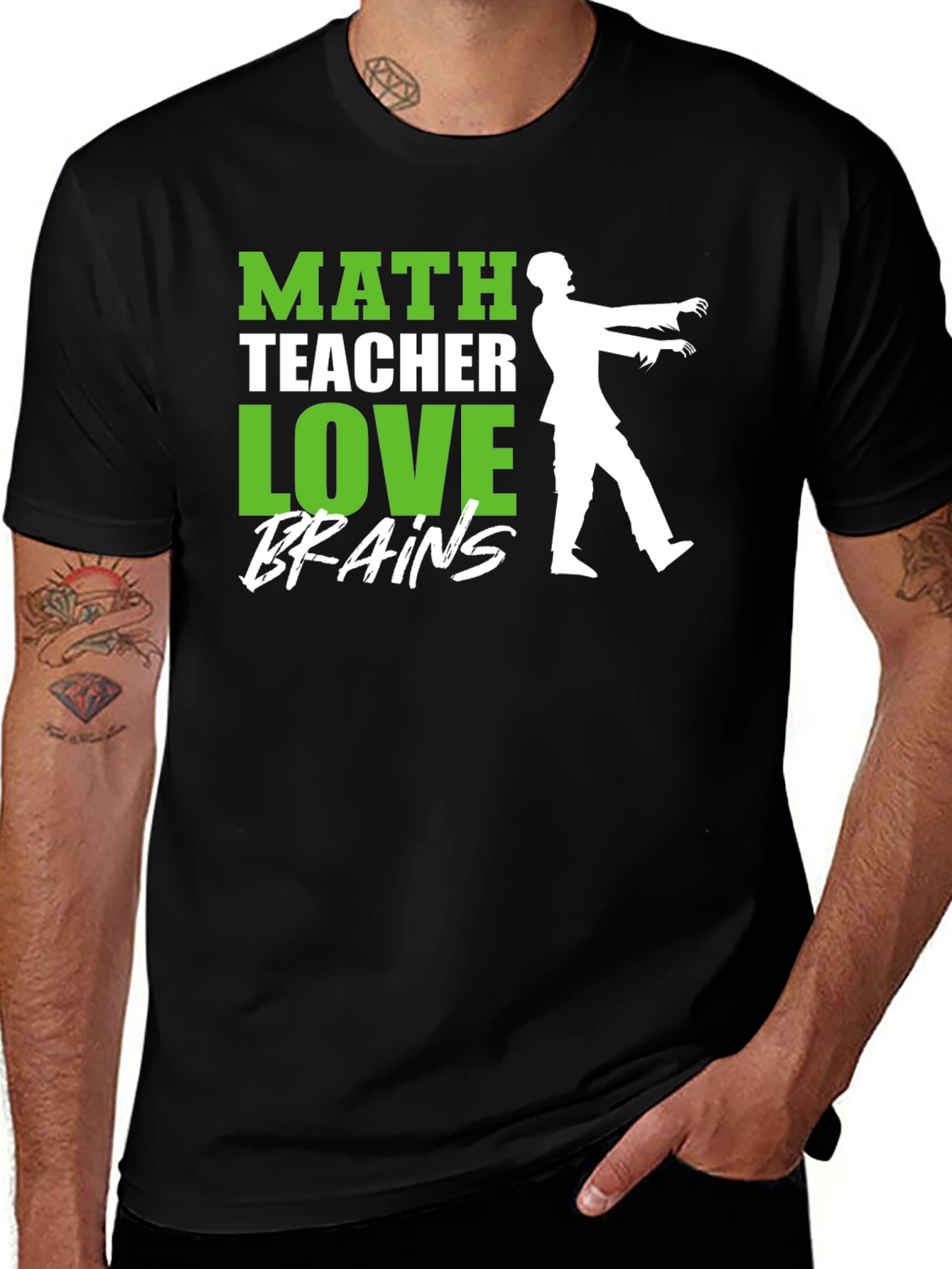 Math Teacher Zombie Brains Graphic T-Shirt
