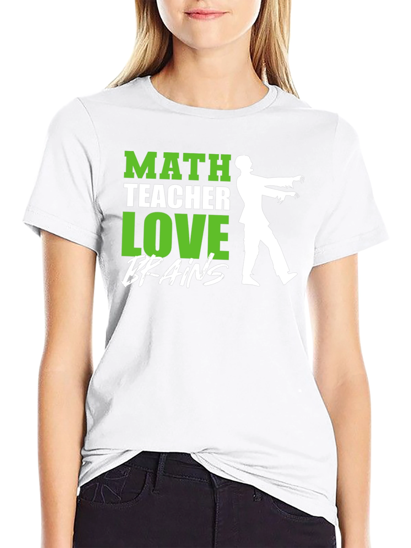 Math Teacher Zombie Brains Graphic T-Shirt