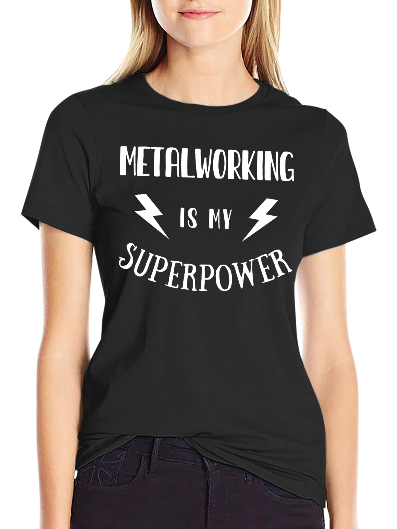 Metalworking is My Superpower Black Graphic T-Shirt