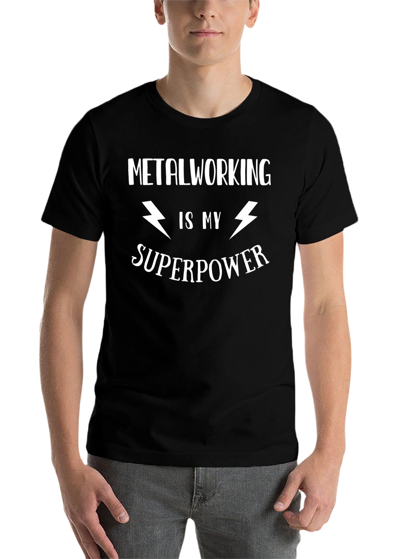 Metalworking is My Superpower Black Graphic T-Shirt