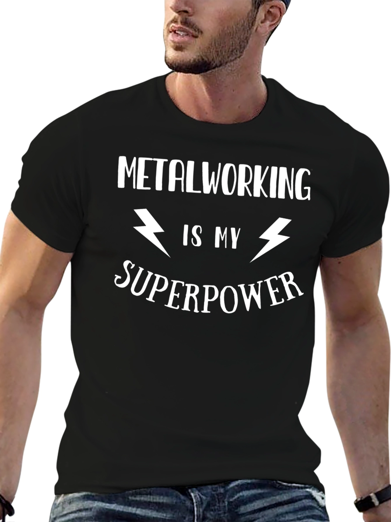 Metalworking is My Superpower Black Graphic T-Shirt