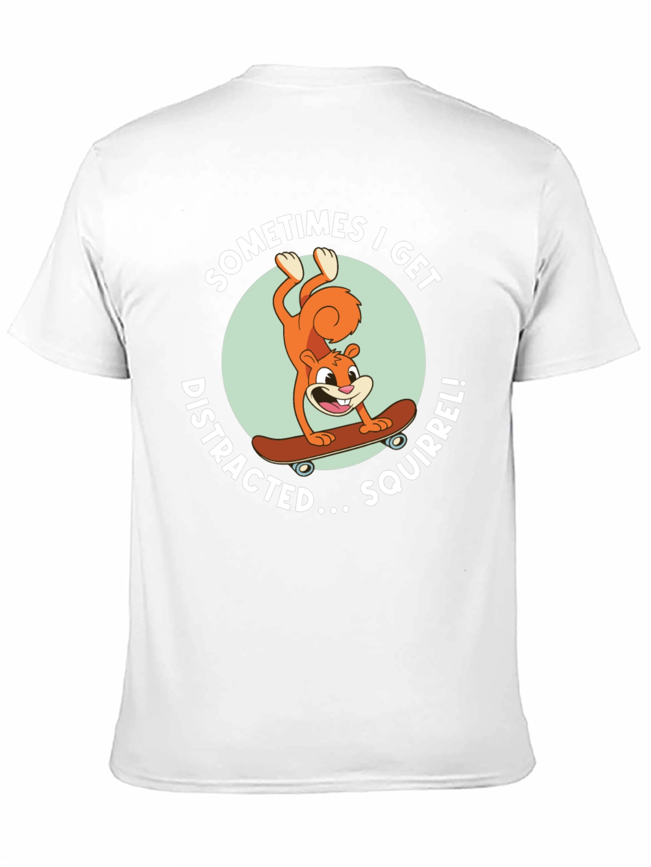 Squirrel Skateboard Graphic Tee - Black Cotton T-Shirt