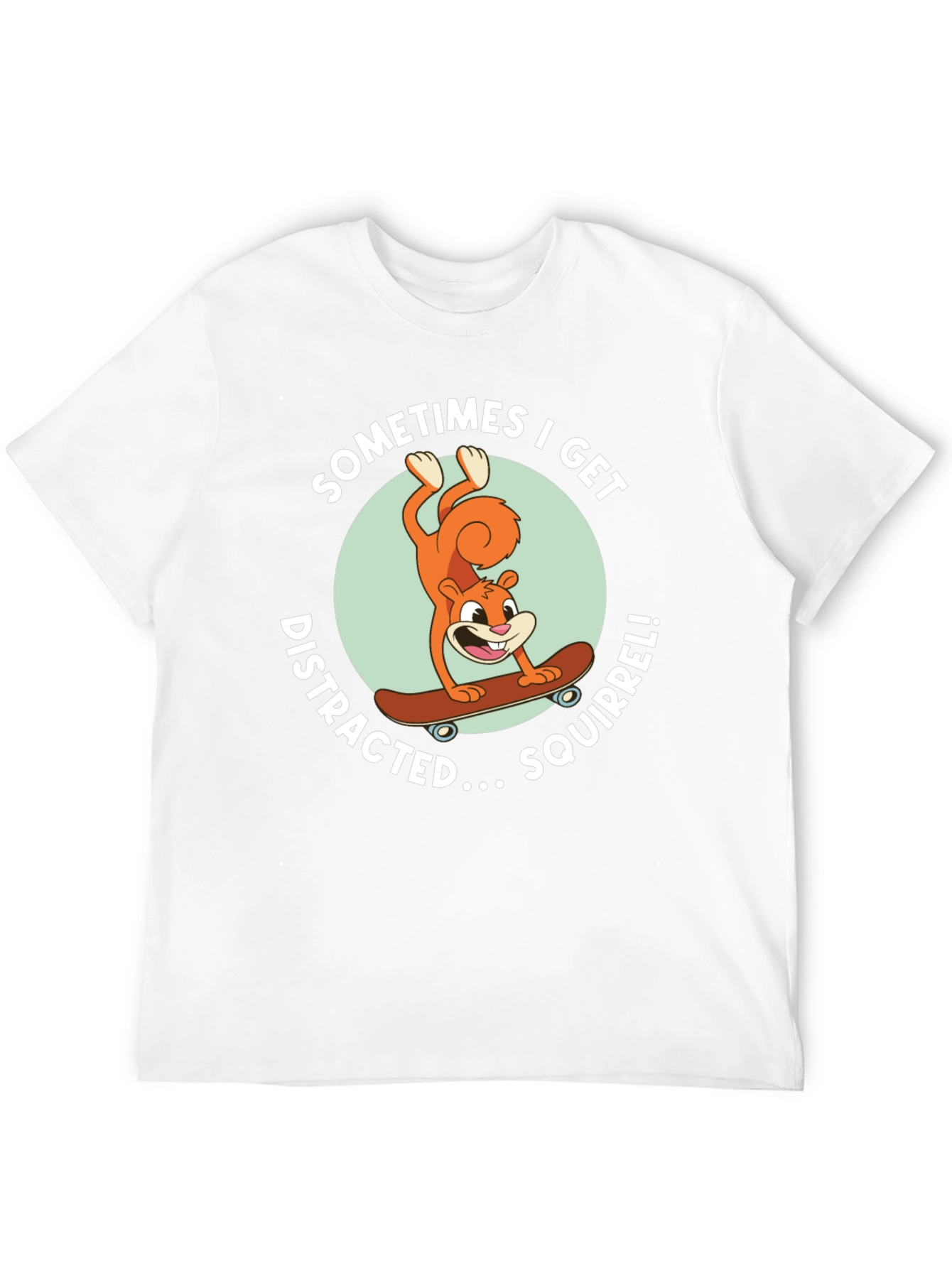 Squirrel Skateboard Graphic Tee - Black Cotton T-Shirt