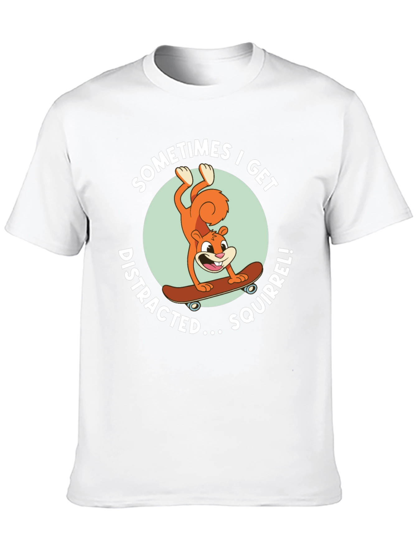 Squirrel Skateboard Graphic Tee - Black Cotton T-Shirt