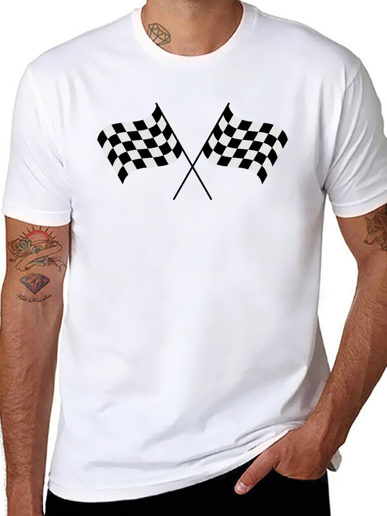 Checkered Flags Graphic Tee - Race Day Style