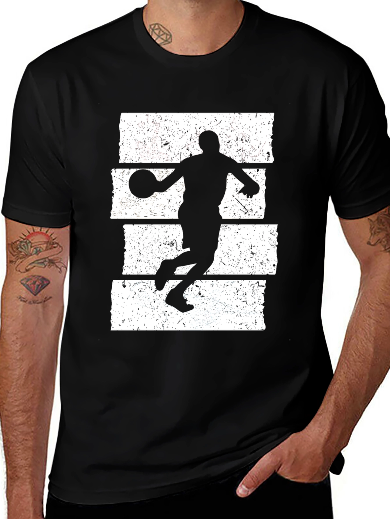 Basketball Silhouette Graphic Tee - Black