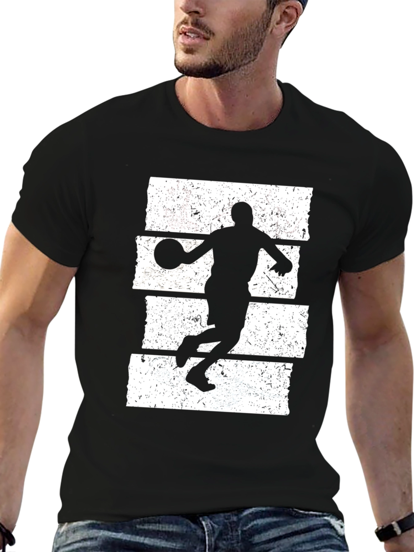 Basketball Silhouette Graphic Tee - Black