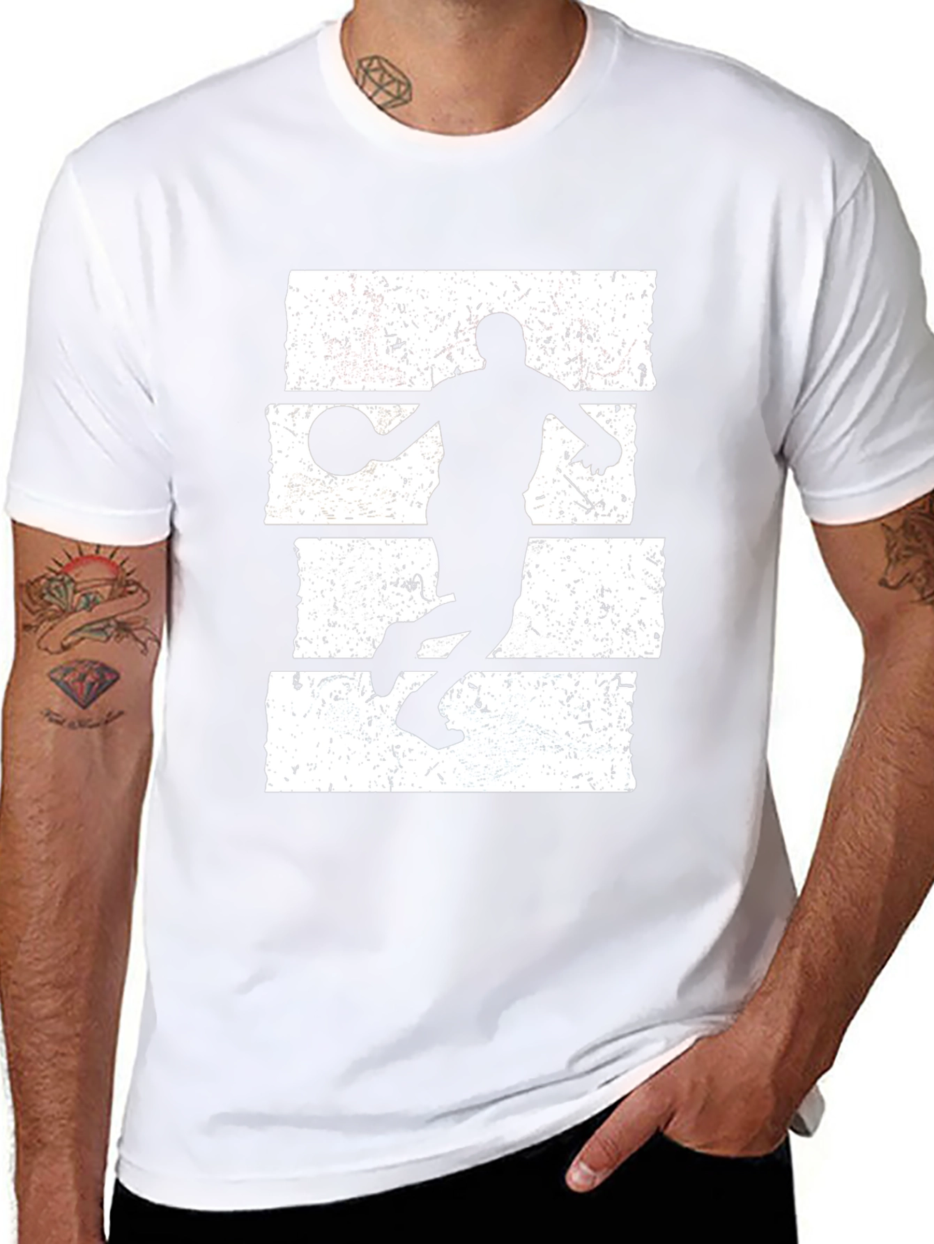 Basketball Silhouette Graphic Tee - Black
