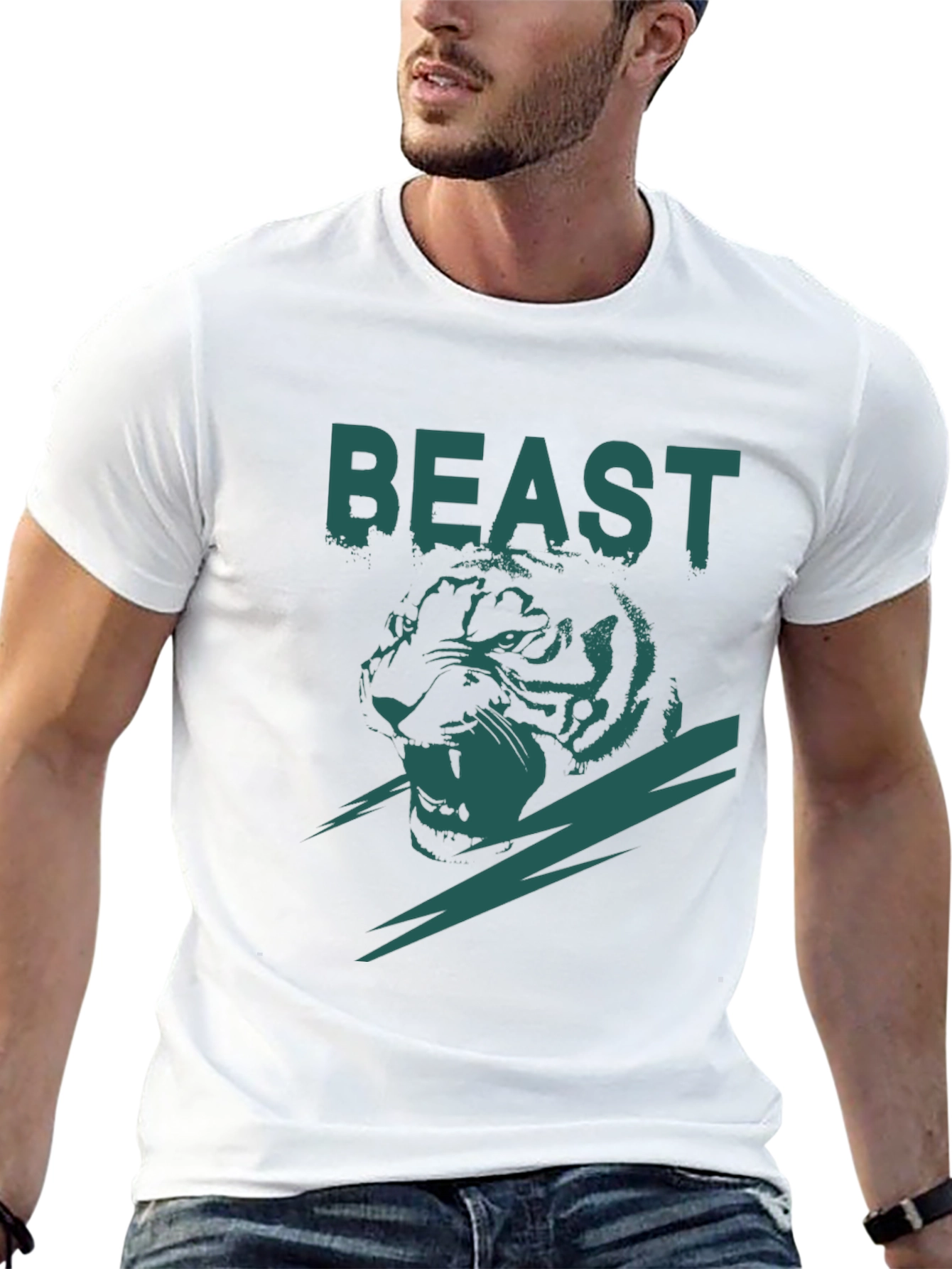 Beast Tiger Graphic Tee - Black Cotton Blend