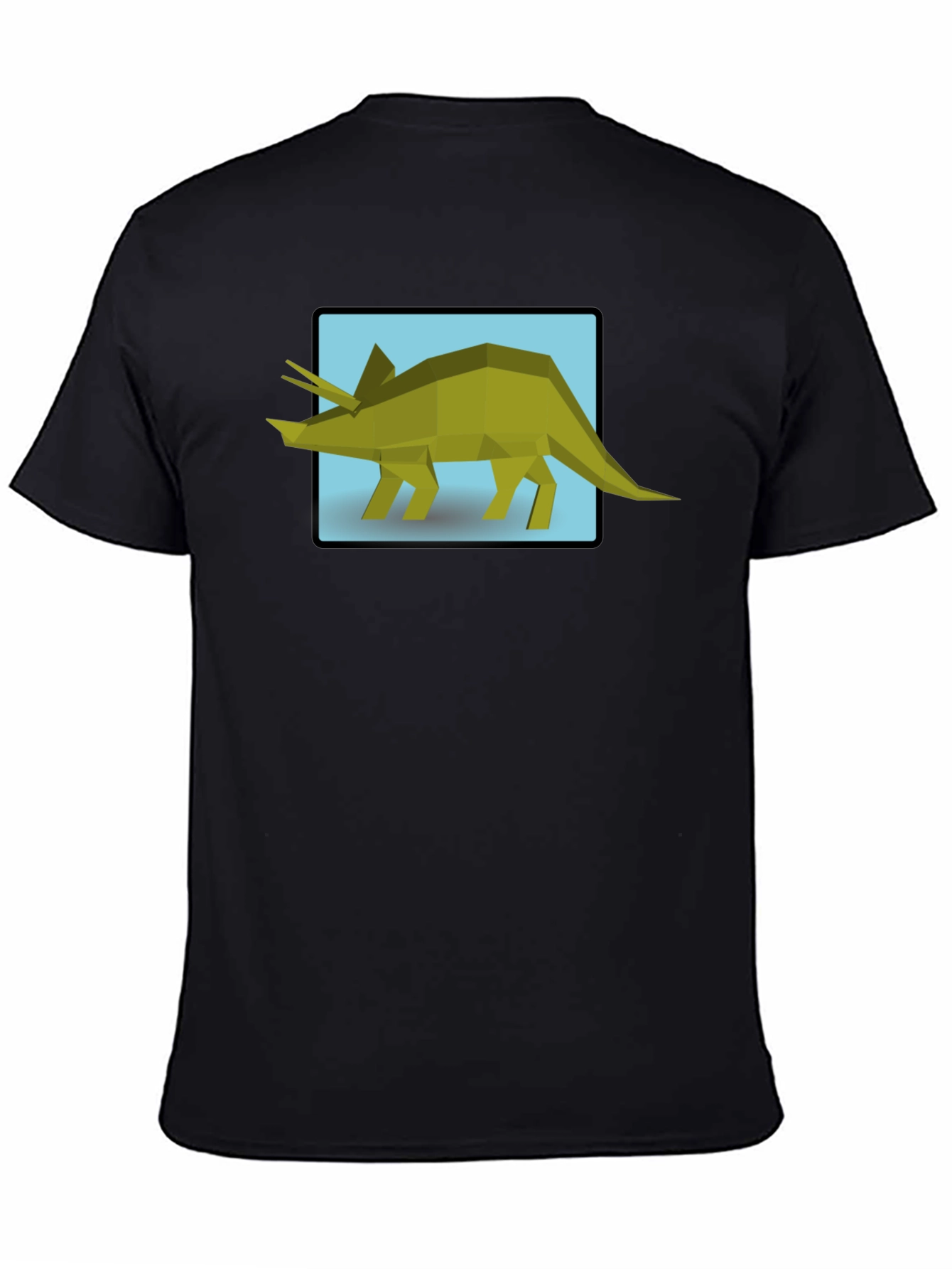 Geometric Triceratops Graphic Tee - Black