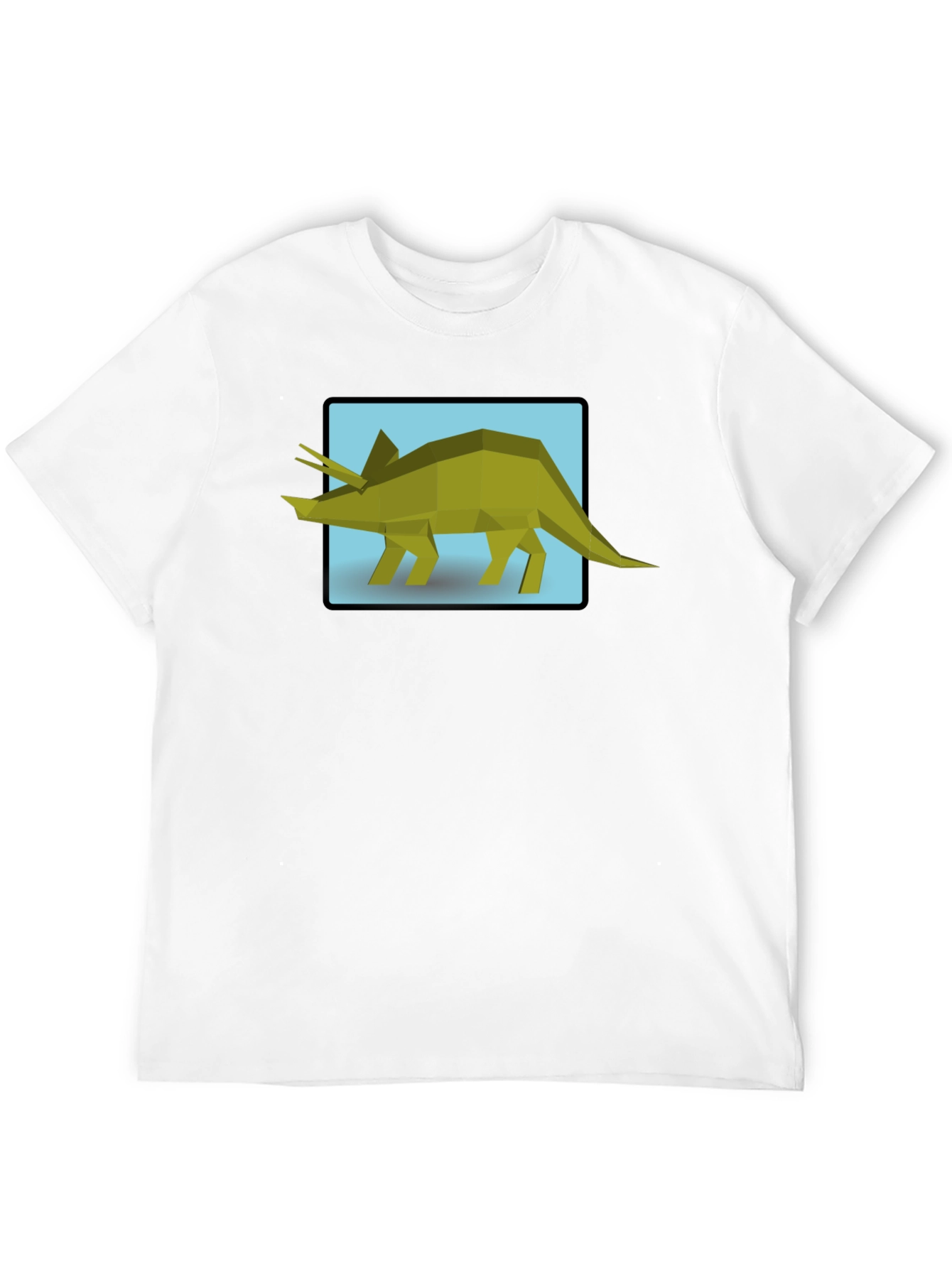 Geometric Triceratops Graphic Tee - Black