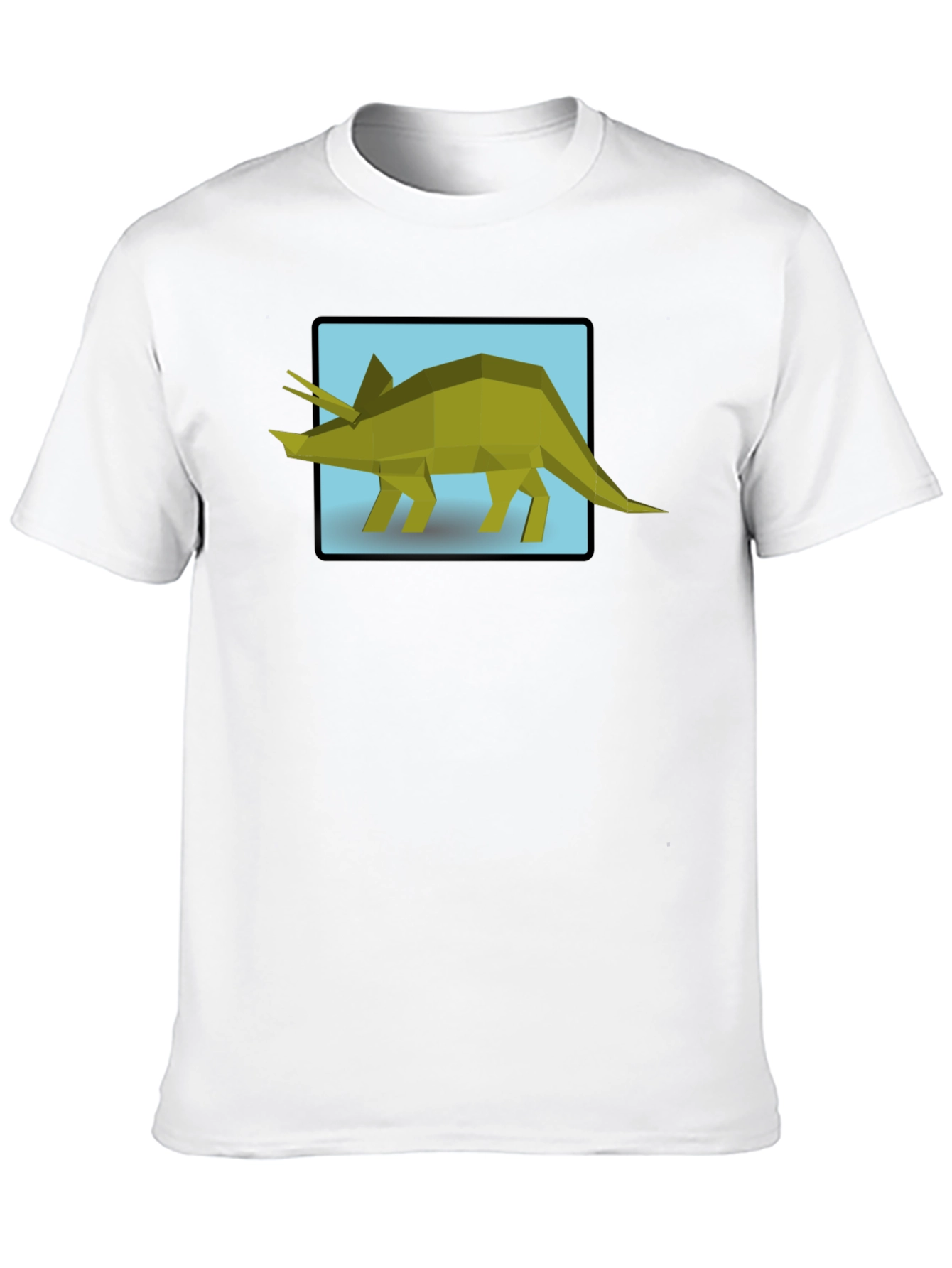 Geometric Triceratops Graphic Tee - Black