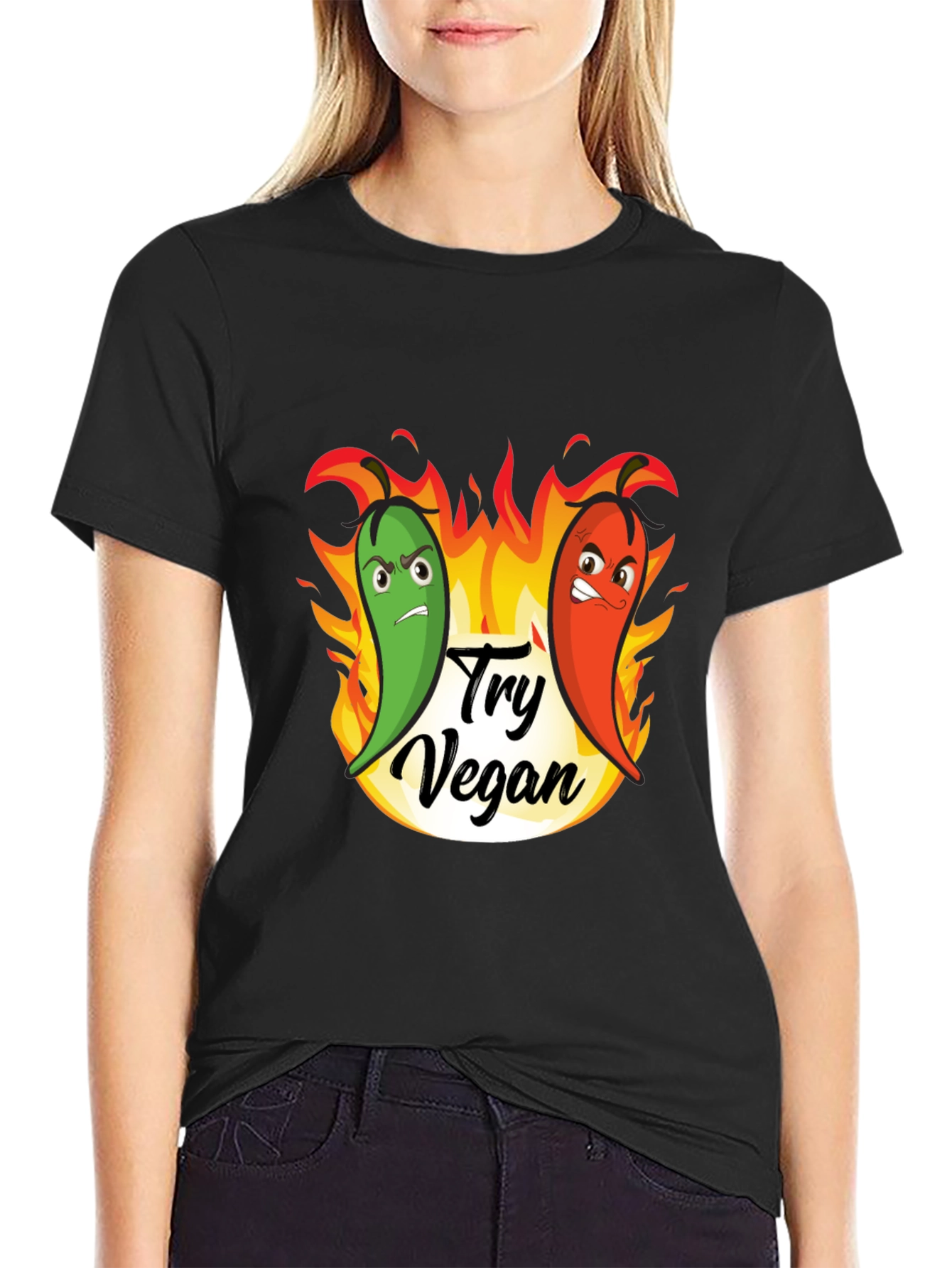 Try Vegan Hot Peppers Graphic T-Shirt
