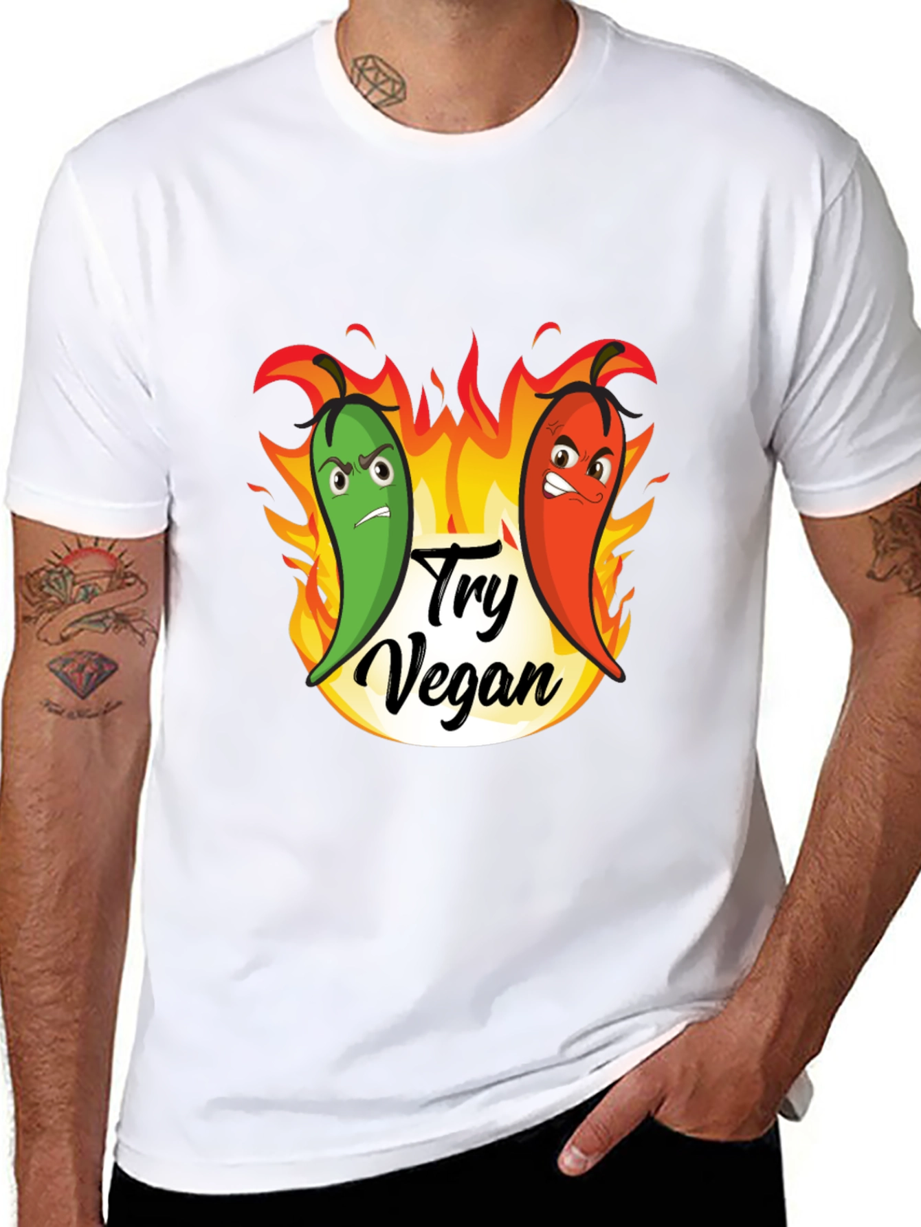 Try Vegan Hot Peppers Graphic T-Shirt