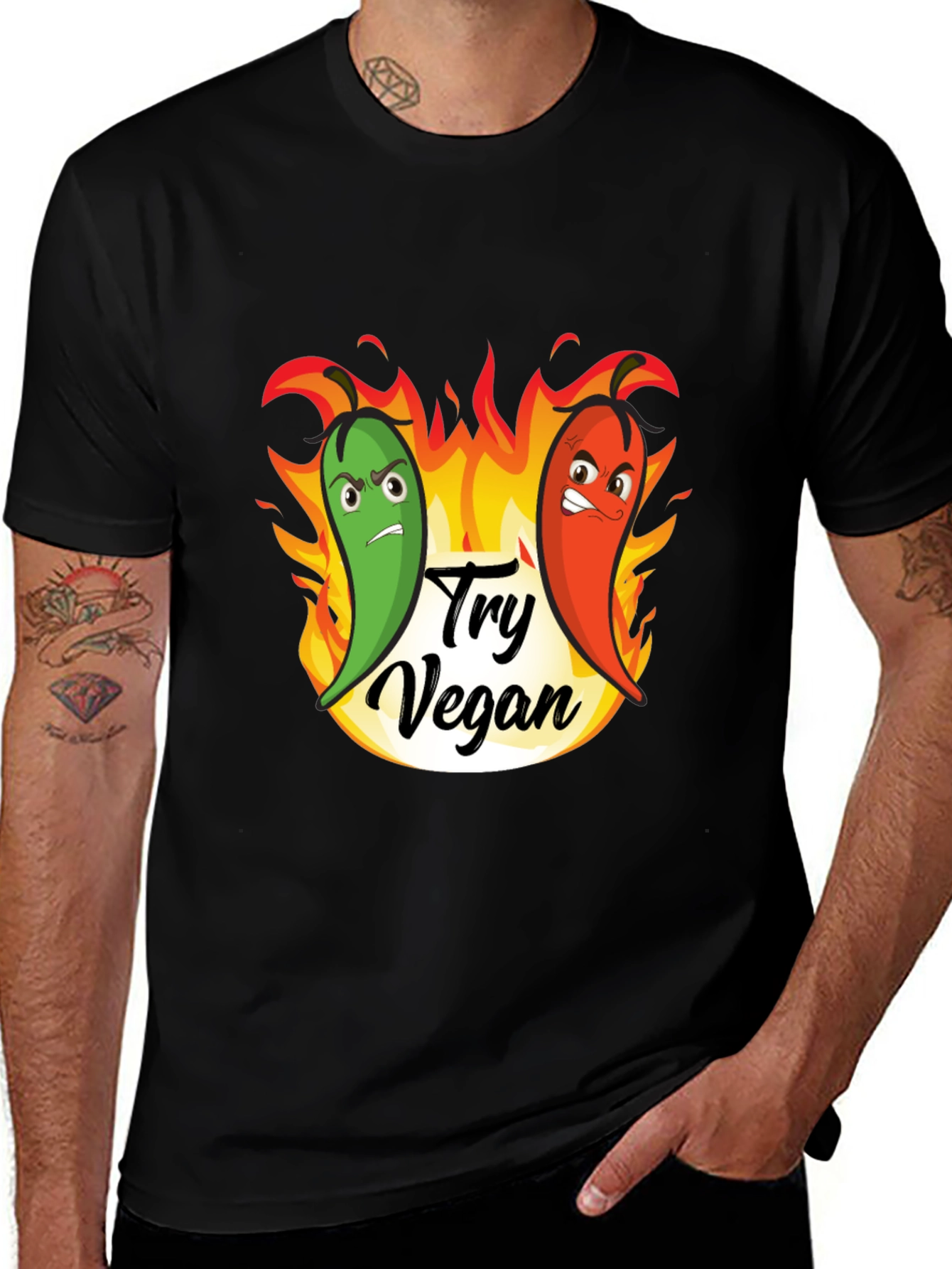 Try Vegan Hot Peppers Graphic T-Shirt