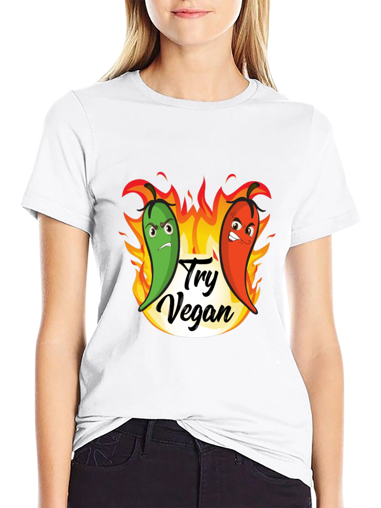 Try Vegan Hot Peppers Graphic T-Shirt
