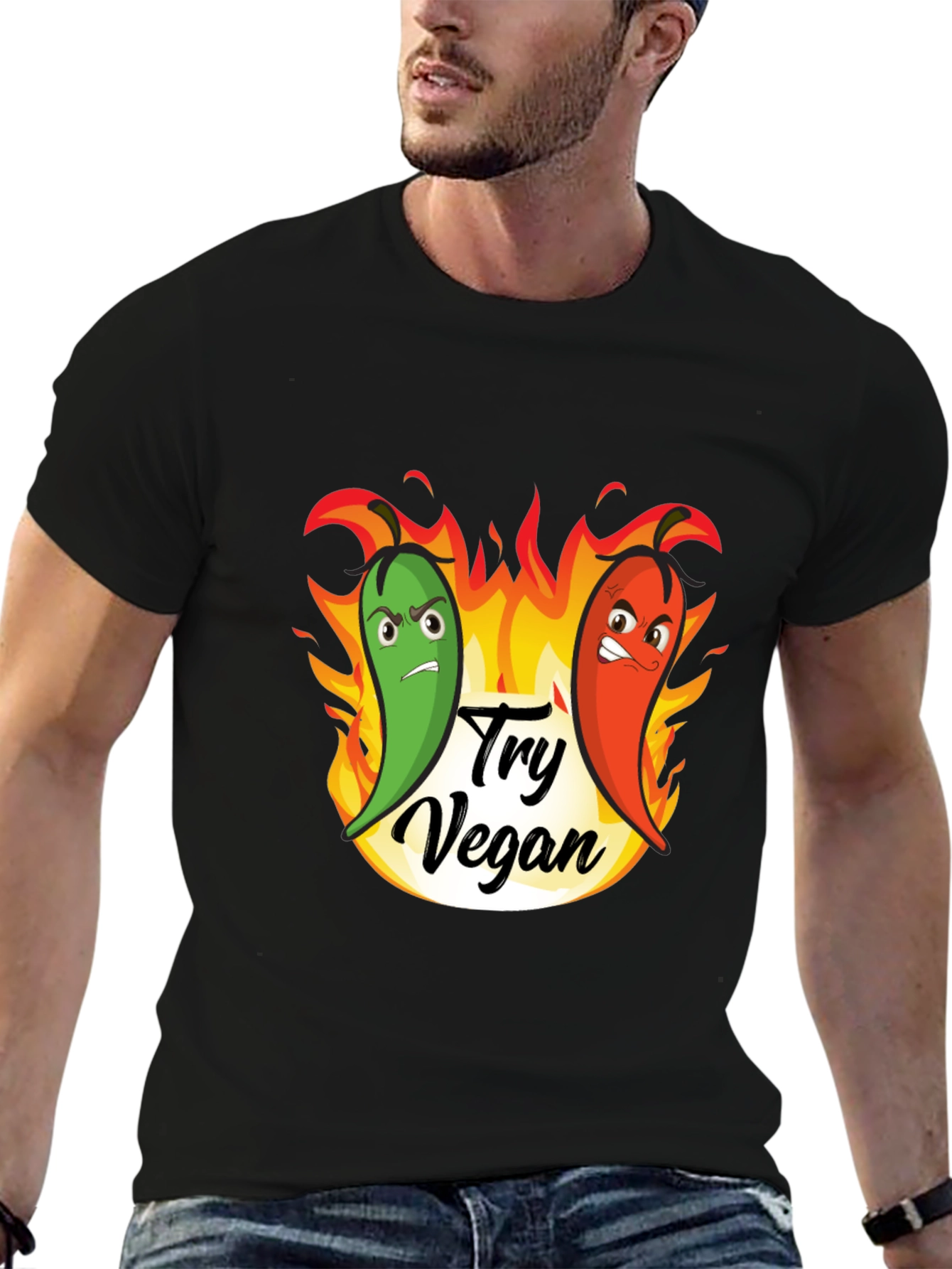 Try Vegan Hot Peppers Graphic T-Shirt