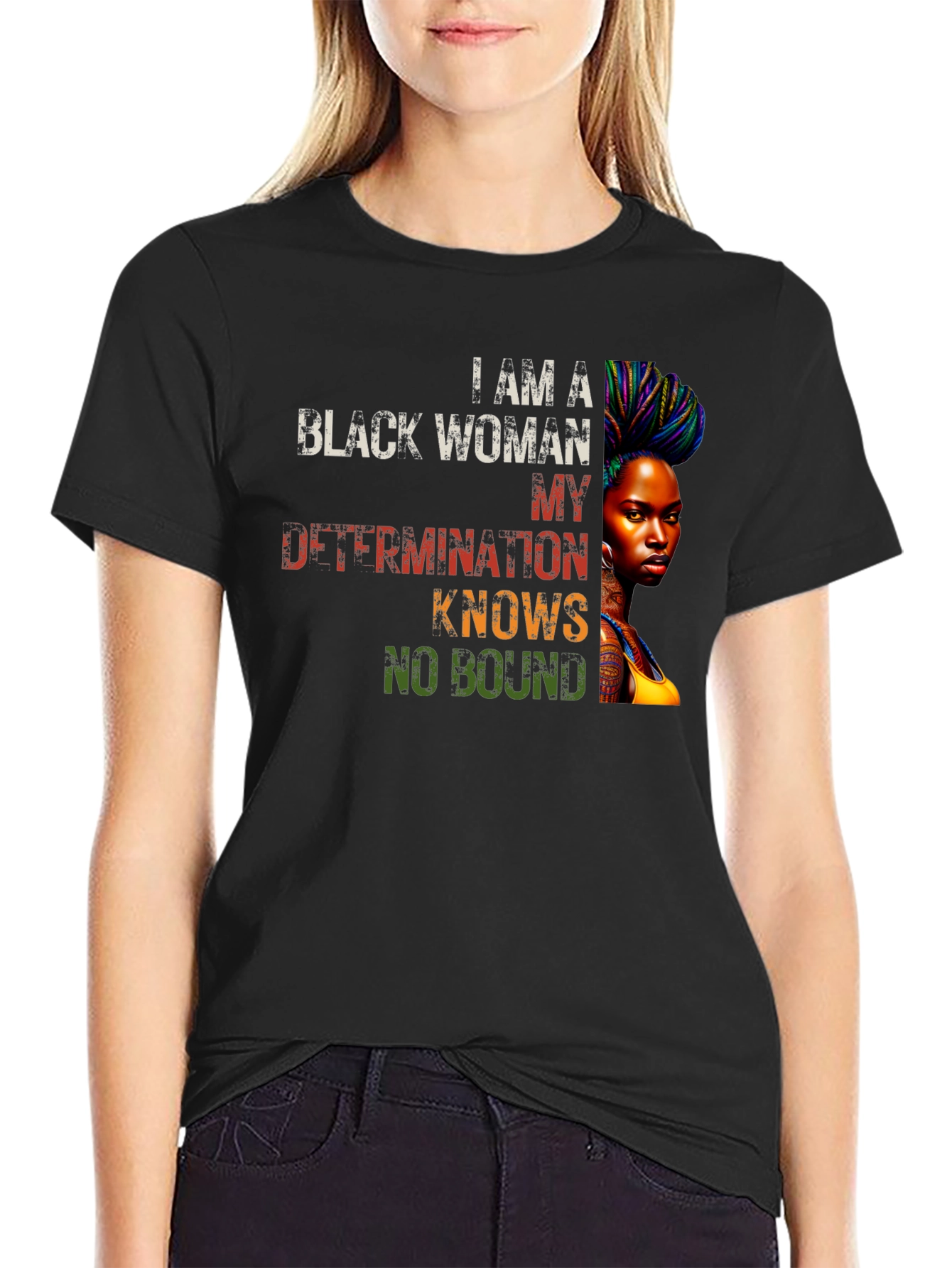 Empowered Black Woman T-Shirt - Determination Knows No Bound