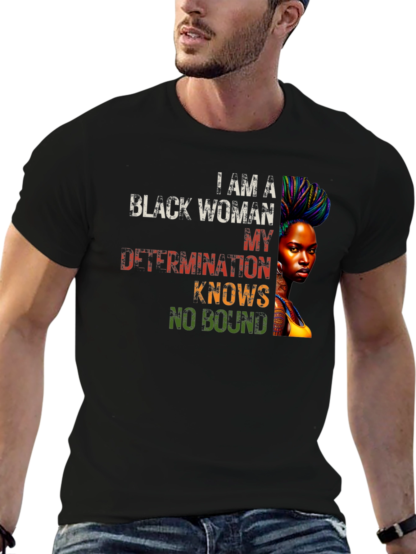 Empowered Black Woman T-Shirt - Determination Knows No Bound