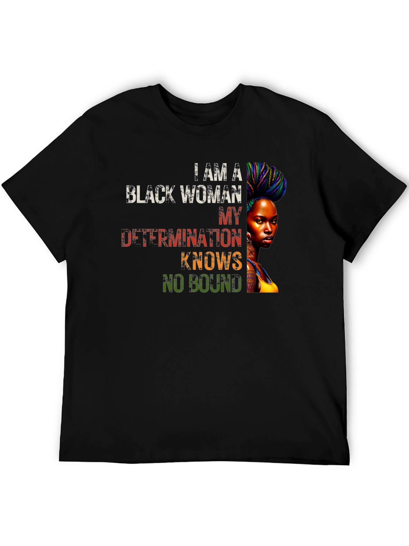 Empowered Black Woman T-Shirt - Determination Knows No Bound