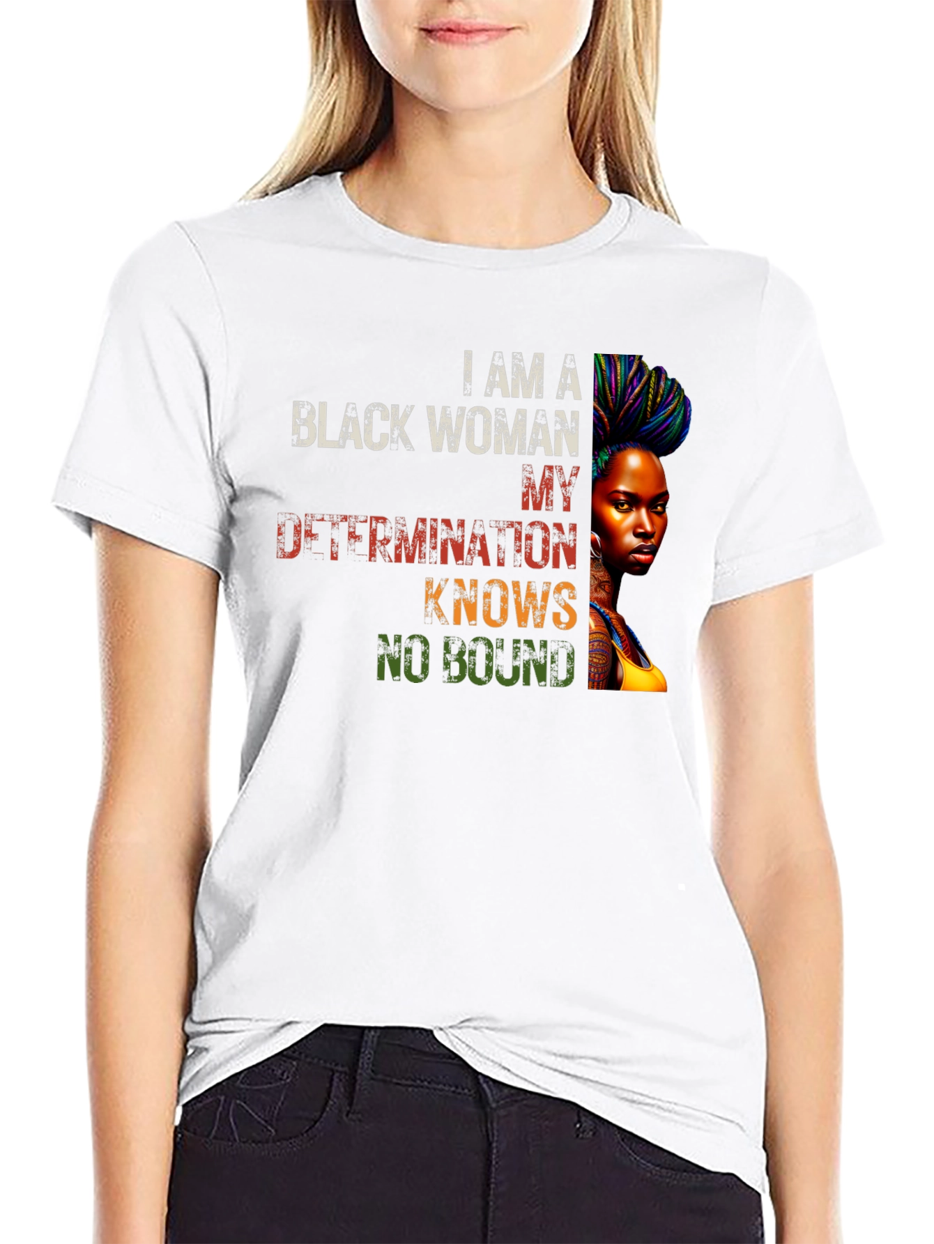 Empowered Black Woman T-Shirt - Determination Knows No Bound