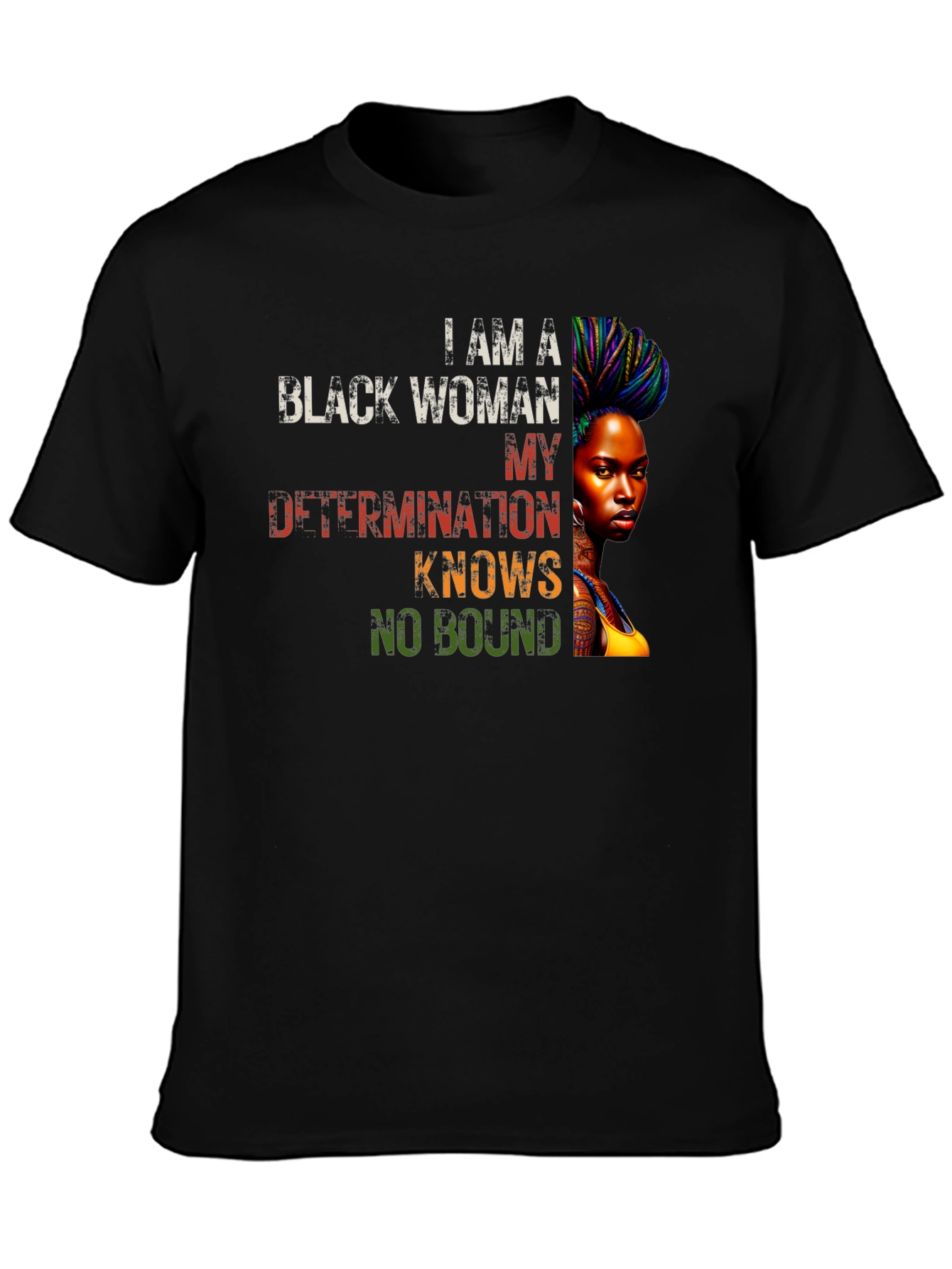 Empowered Black Woman T-Shirt - Determination Knows No Bound