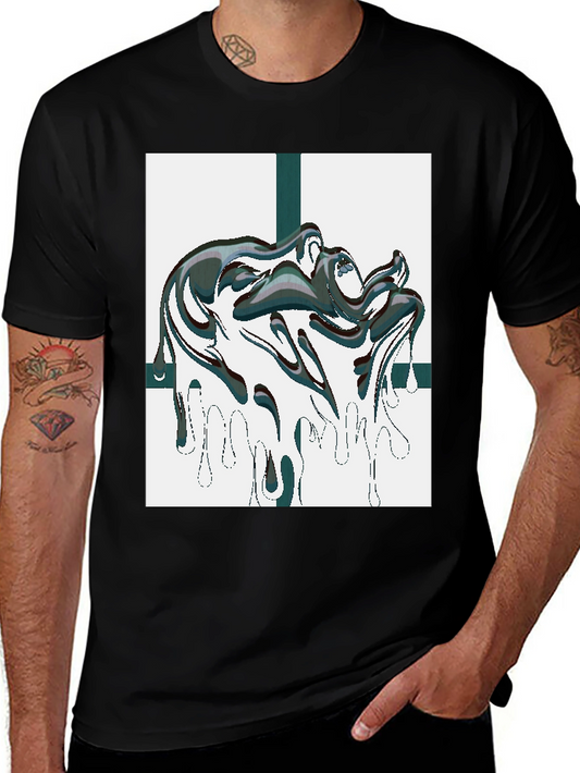 Abstract Drip Graphic Black Tee