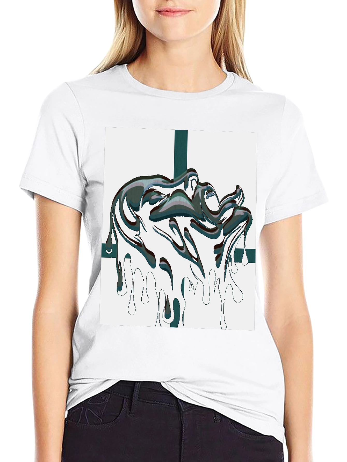 Abstract Drip Graphic Black Tee