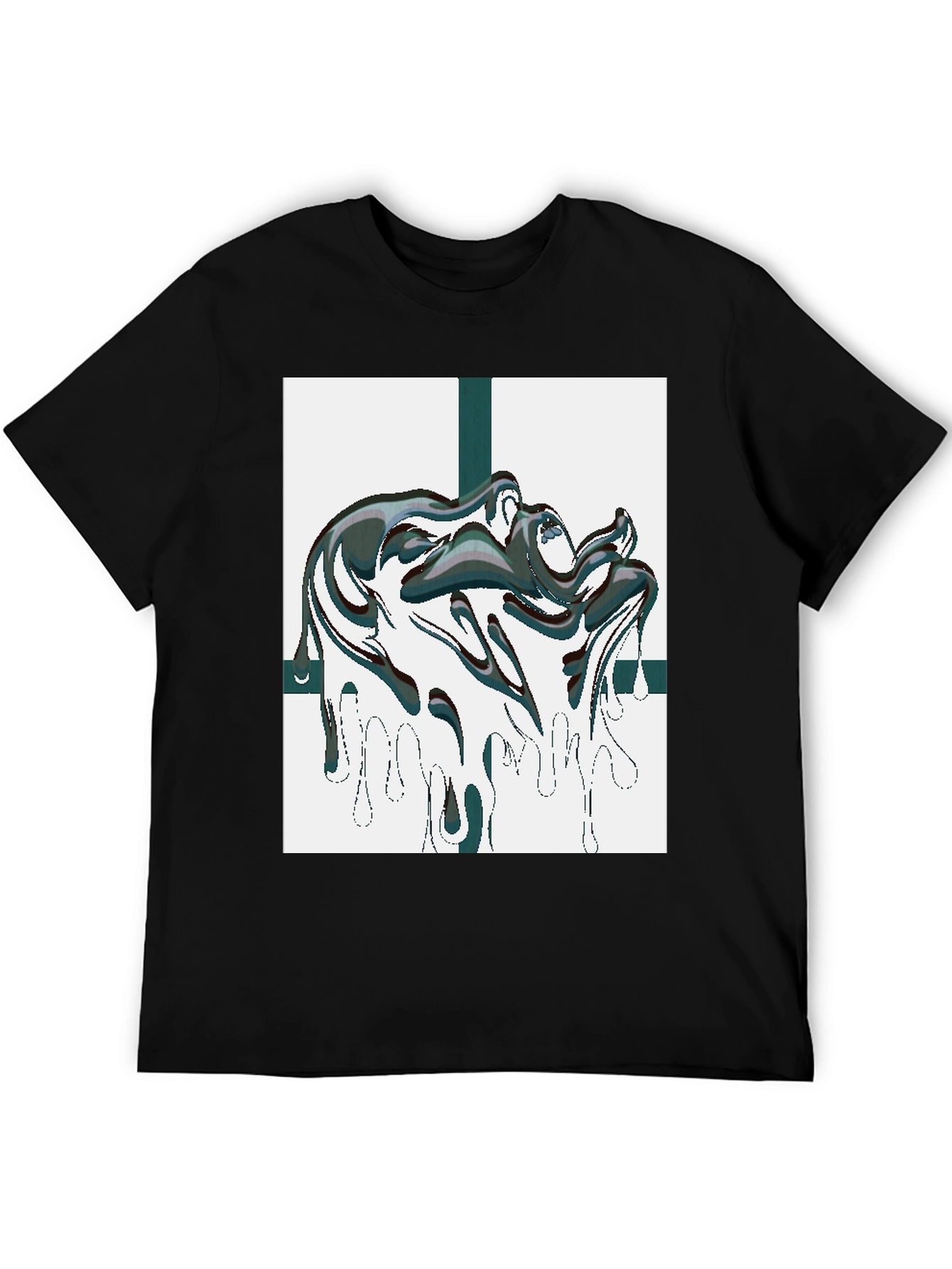 Abstract Drip Graphic Black Tee