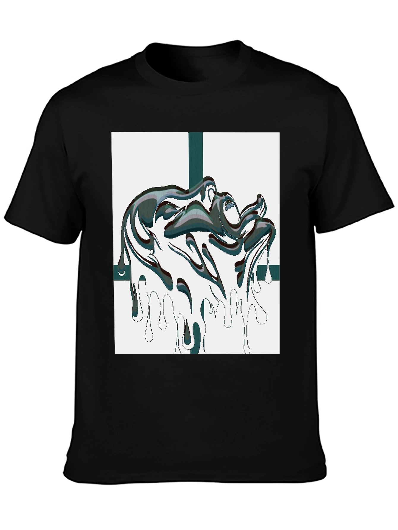 Abstract Drip Graphic Black Tee