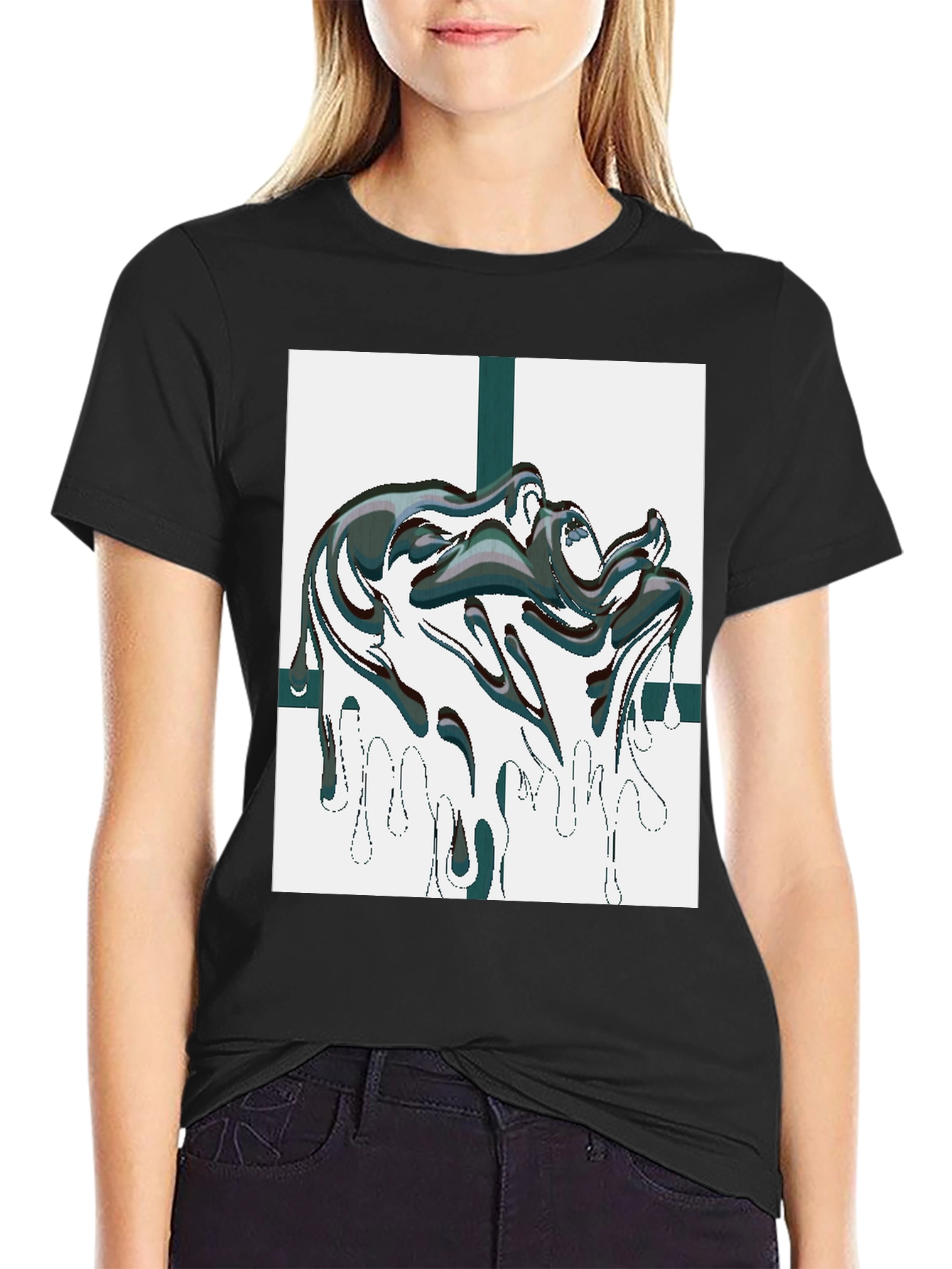 Abstract Drip Graphic Black Tee
