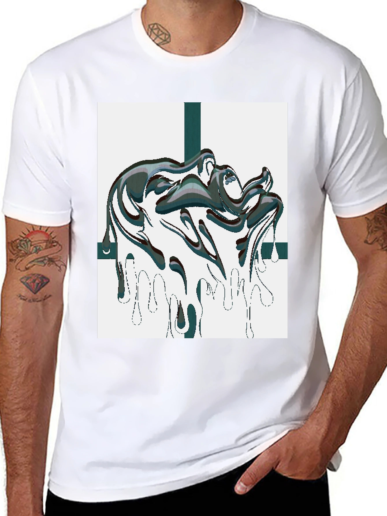 Abstract Drip Graphic Black Tee