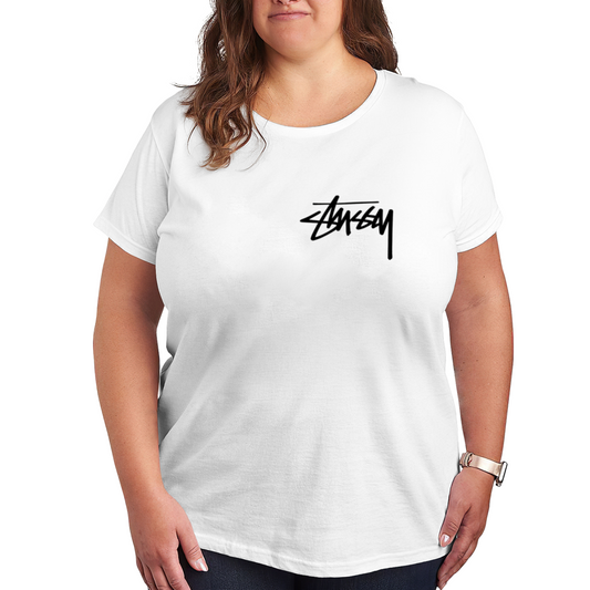 Plus Size Women Minimal Stussy Signature Logo Streetwear Women Tee