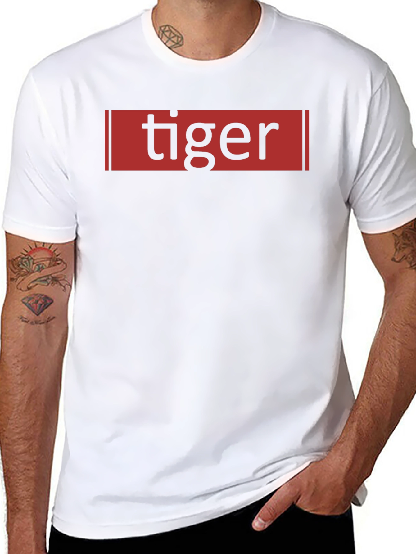Tiger Graphic Print Crew Neck Black T-Shirt