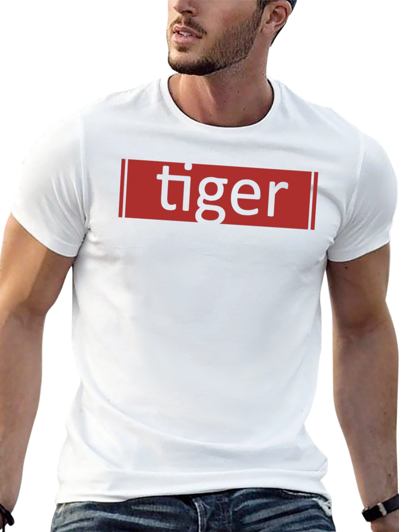 Tiger Graphic Print Crew Neck Black T-Shirt