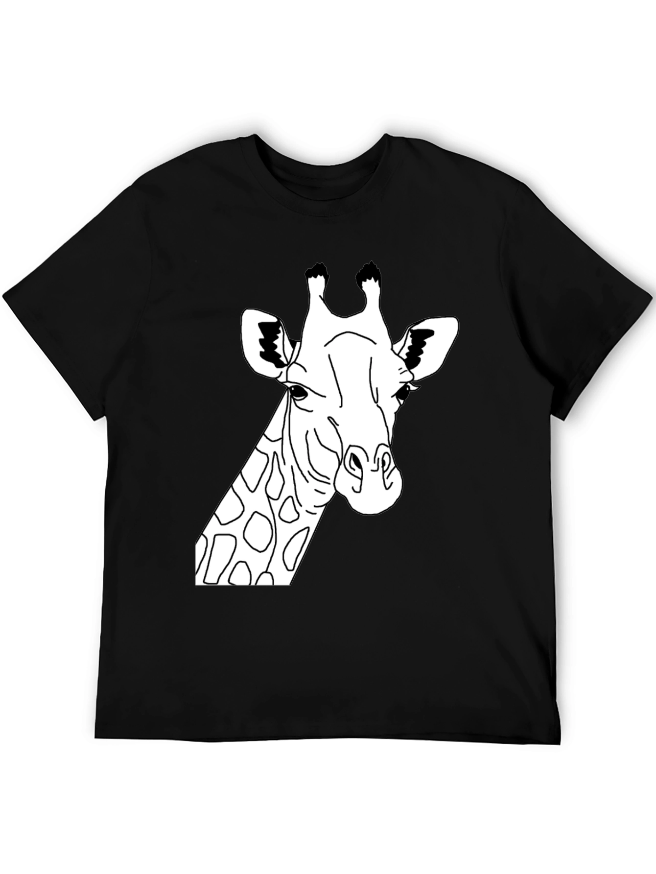 Giraffe Graphic Tee - Mens Black Cotton T-Shirt