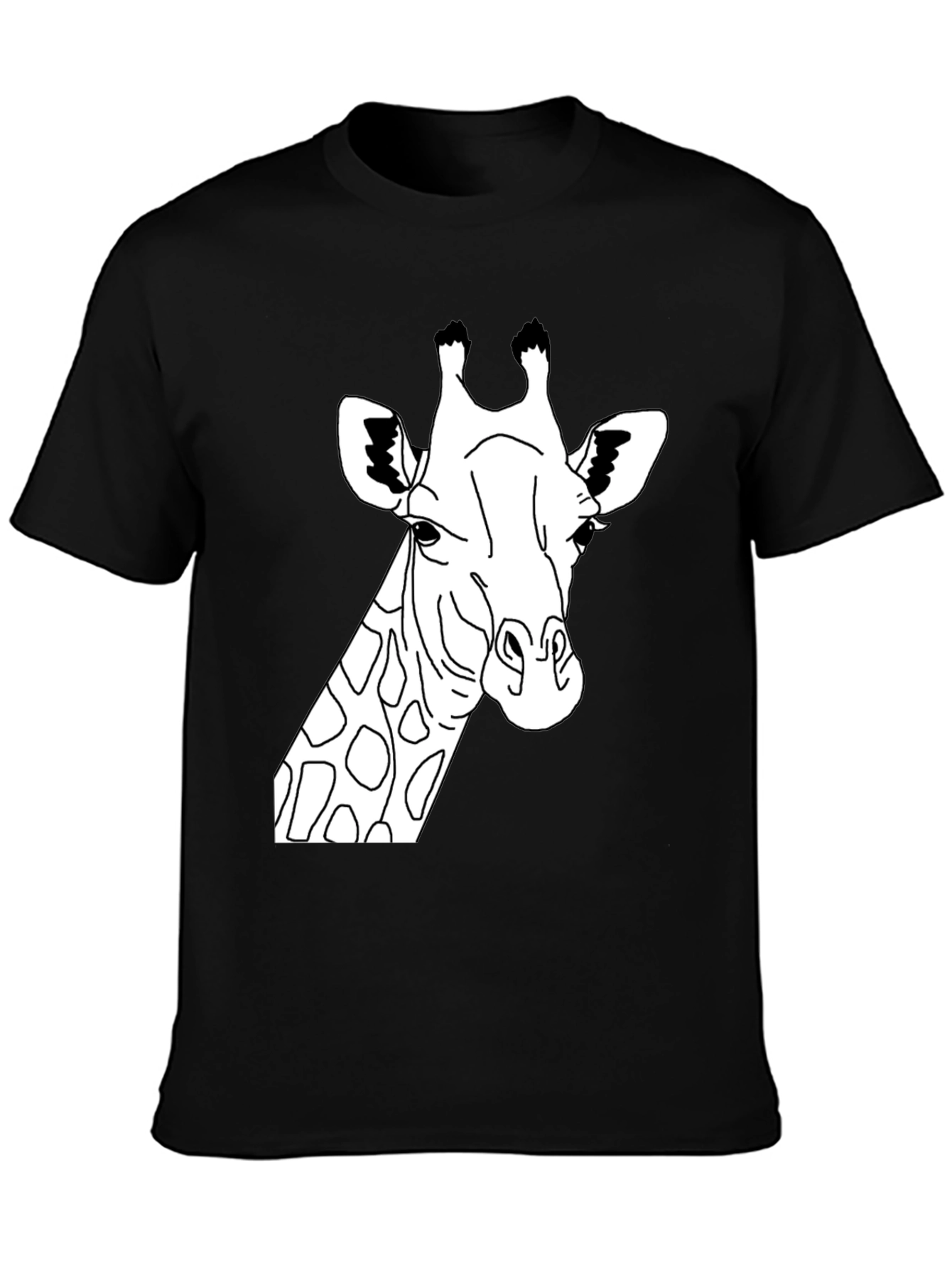 Giraffe Graphic Tee - Mens Black Cotton T-Shirt