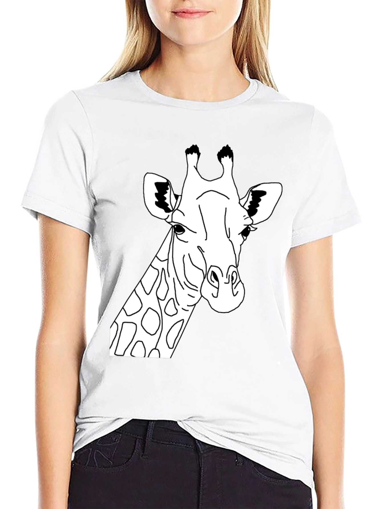 Giraffe Graphic Tee - Mens Black Cotton T-Shirt