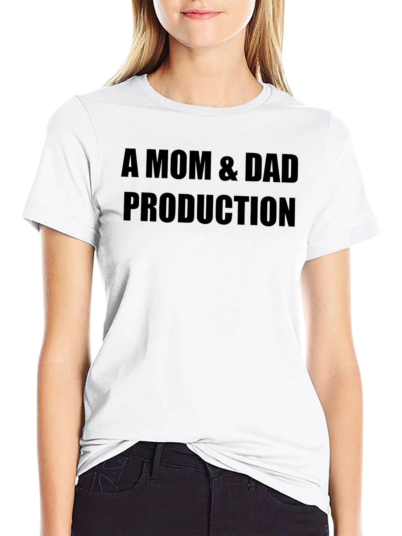 A Mom & Dad Production Black Graphic Tee Shirt