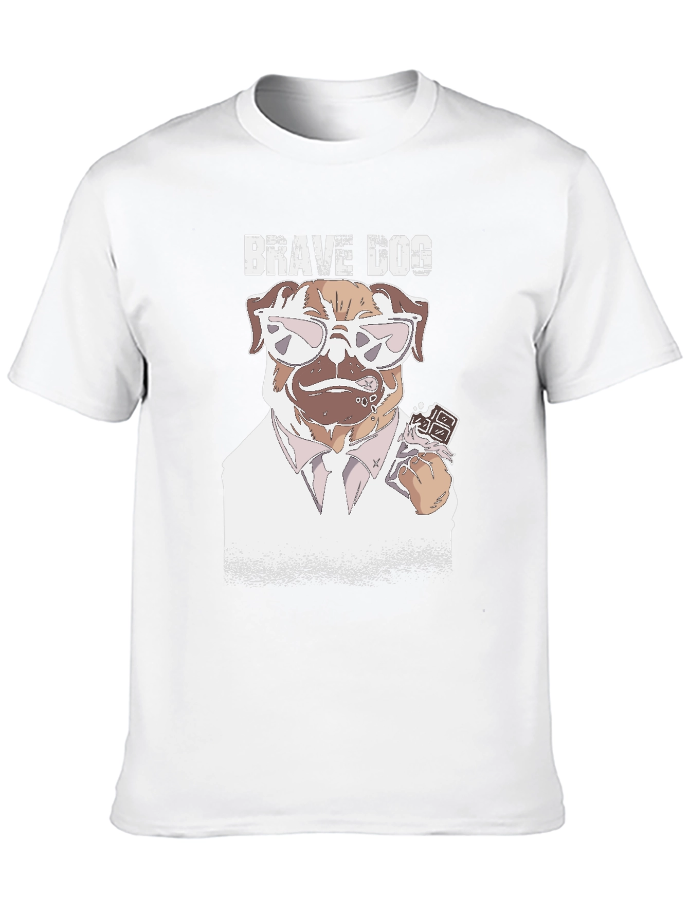 Brave Dog T-Shirt - Funny Pug with Chocolate