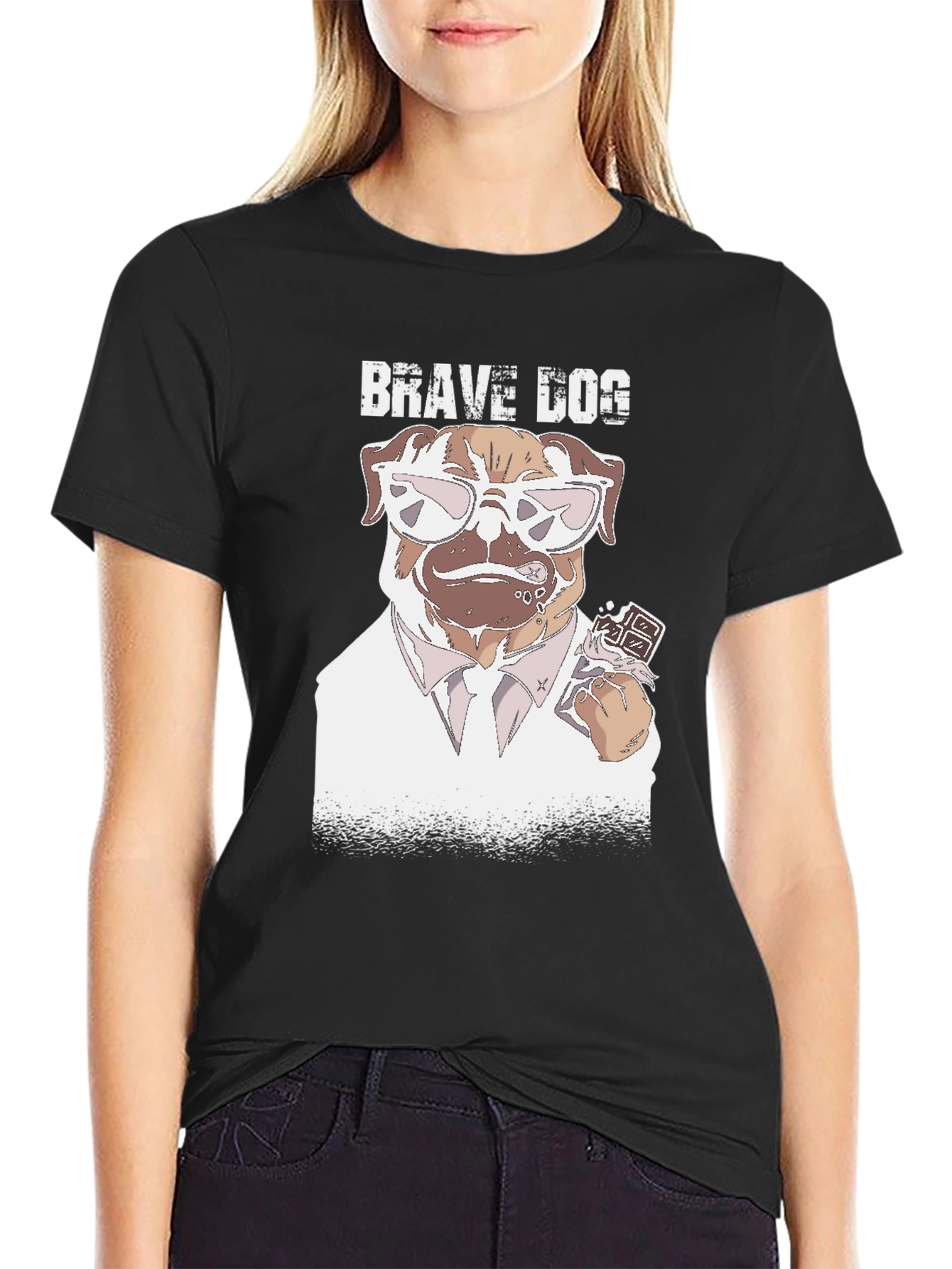 Brave Dog T-Shirt - Funny Pug with Chocolate