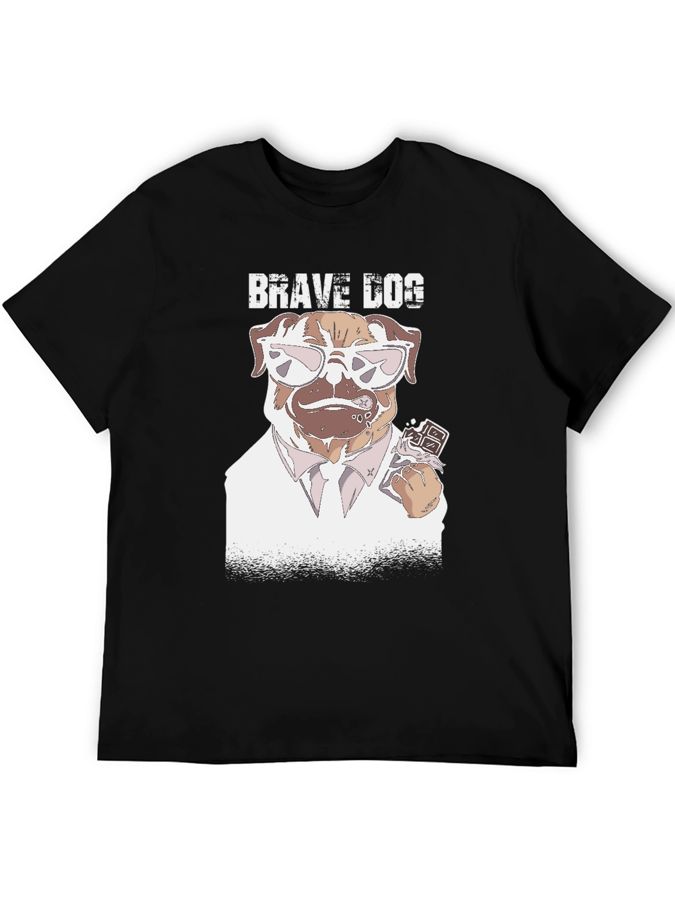 Brave Dog T-Shirt - Funny Pug with Chocolate