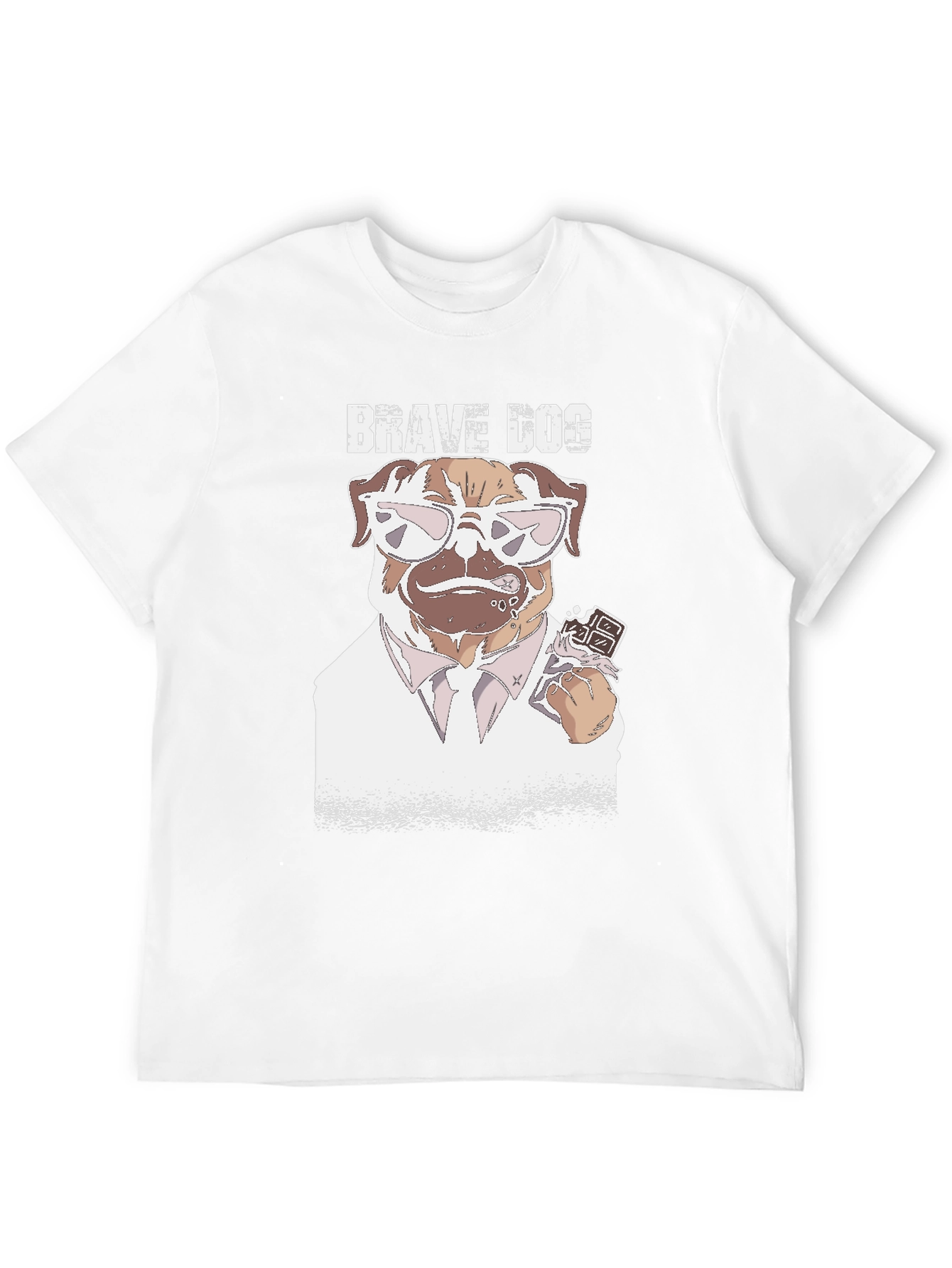 Brave Dog T-Shirt - Funny Pug with Chocolate