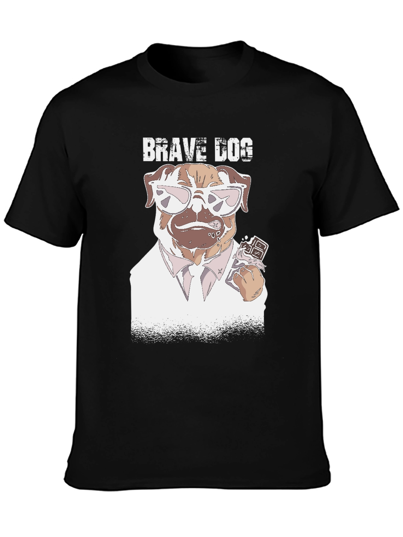 Brave Dog T-Shirt - Funny Pug with Chocolate