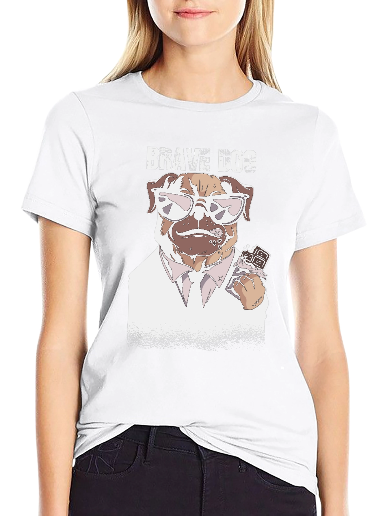 Brave Dog T-Shirt - Funny Pug with Chocolate