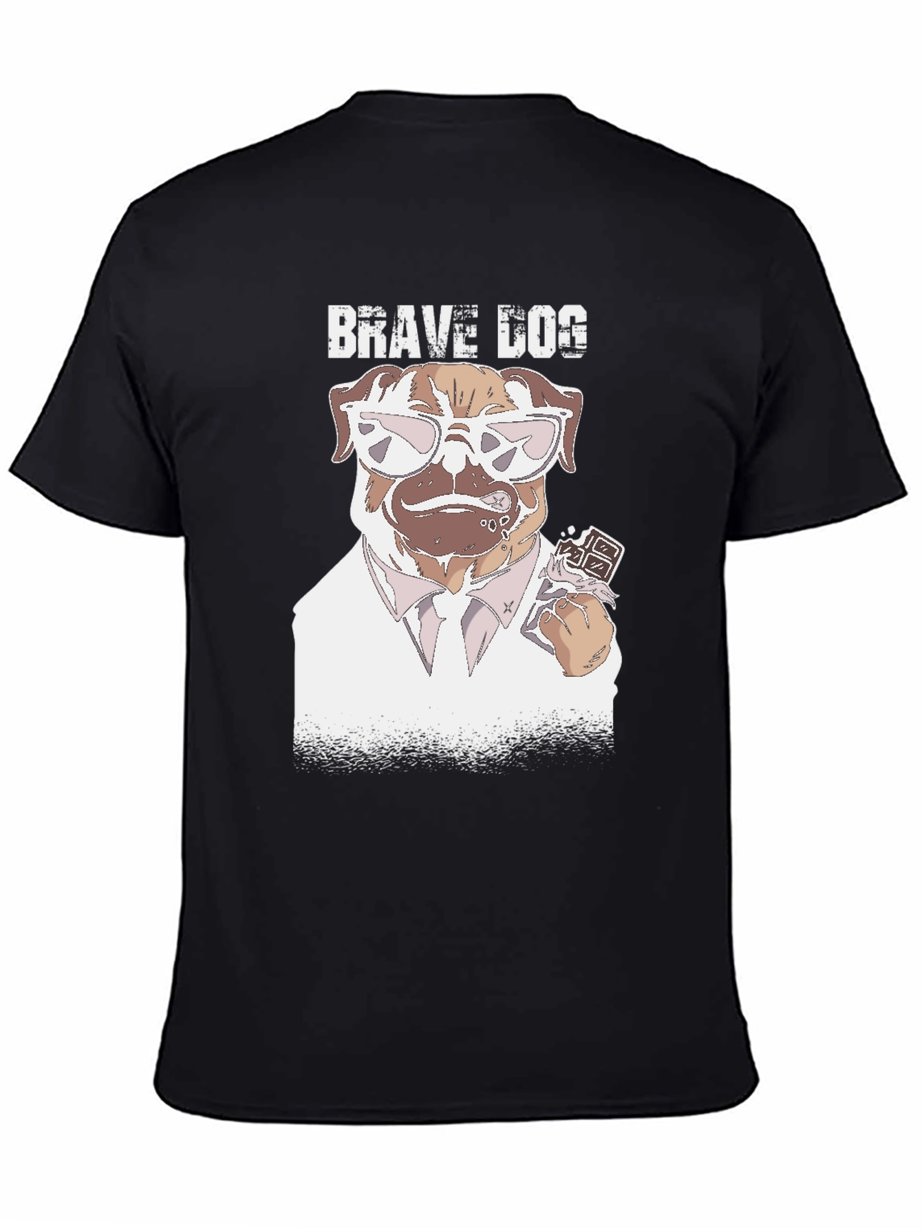 Brave Dog T-Shirt - Funny Pug with Chocolate