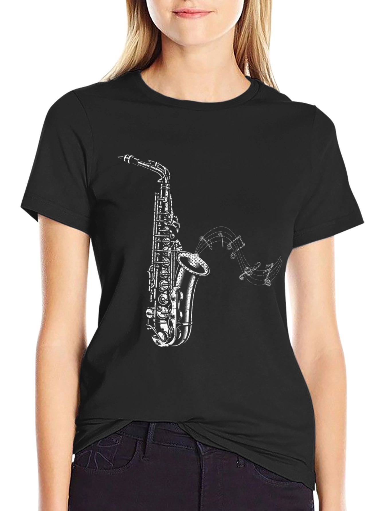 Saxophone Music Mens Black Graphic Tee