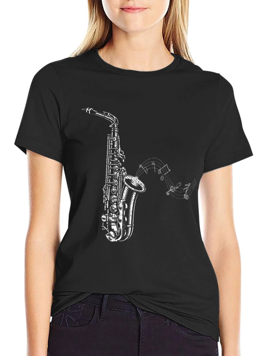 Saxophone Music Mens Black Graphic Tee