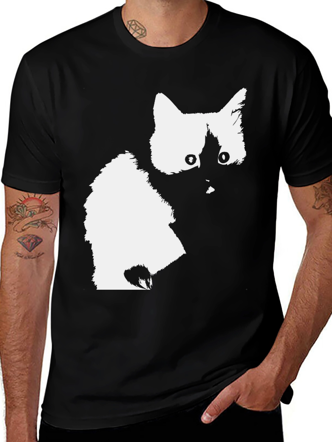 Cat Silhouette Black T-Shirt